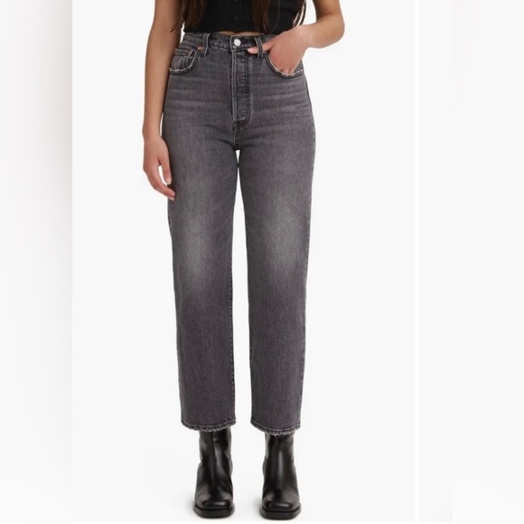 Levi's gray rib cage straight ankle super high rise button fly jeans Sz 16w Nwt - Picture 5 of 13